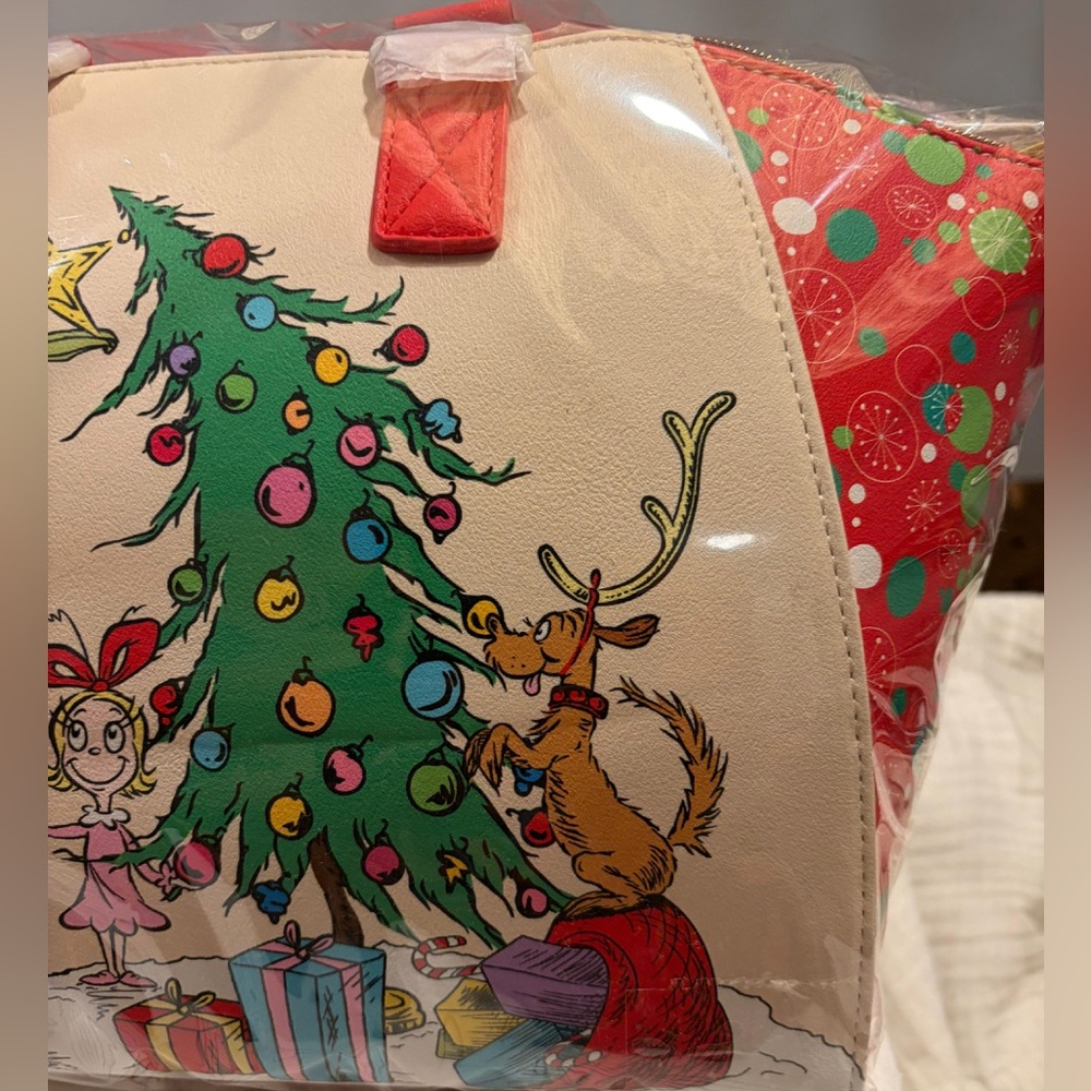 Loungefly Dr. Seuss How The Grinch Stole Christmas! Trio Tree Satchel Bag NEW - Picture 3 of 5
